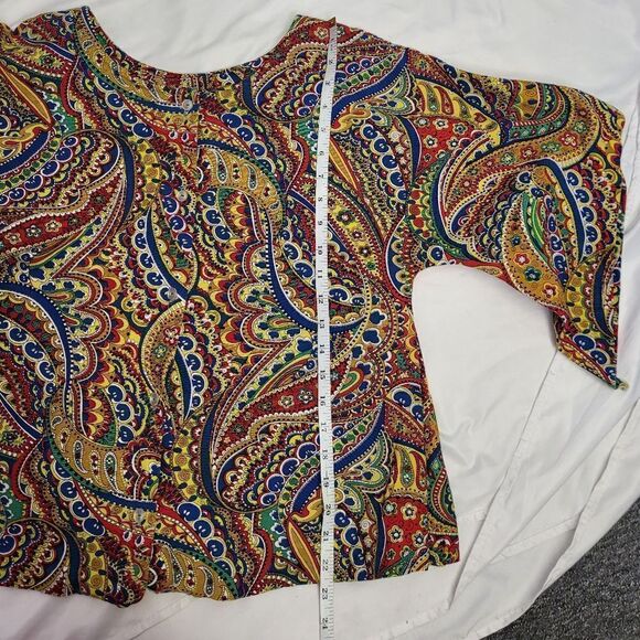 VINTAGE‎ 70s handmade button up paisley clowncore boxy top M - Picture 8 of 8